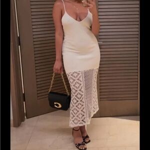 ZARA ZW COLLECTION CROCHET RIBBED SAND DRESS